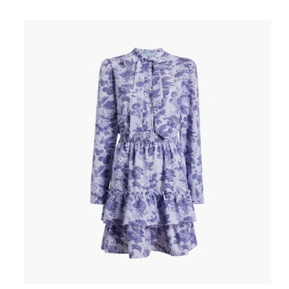 Hill House Talia Lilac Tonal Floral Crepe Dress